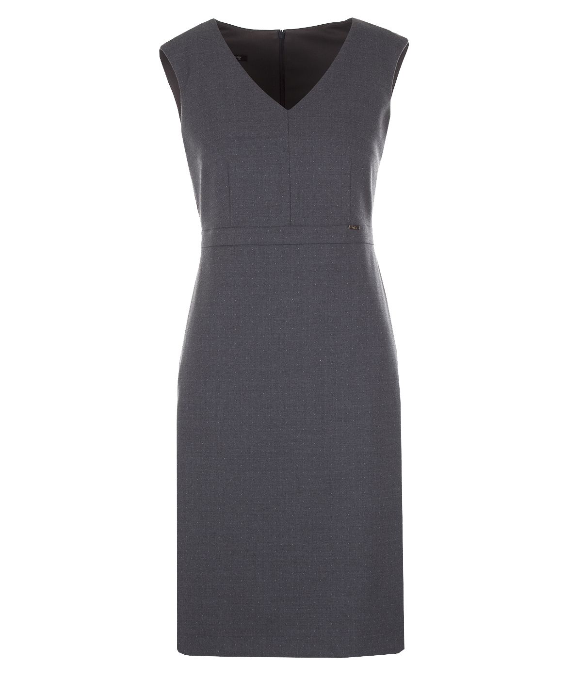 Fitted sleeveless V-neck dress with wool 0